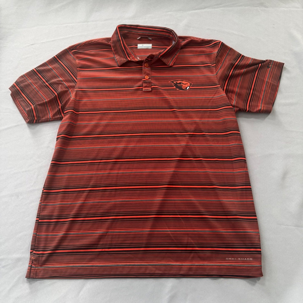Columbia PFG Polo Shirt Mens Large Oregon State Beavers OSU Performance Striped